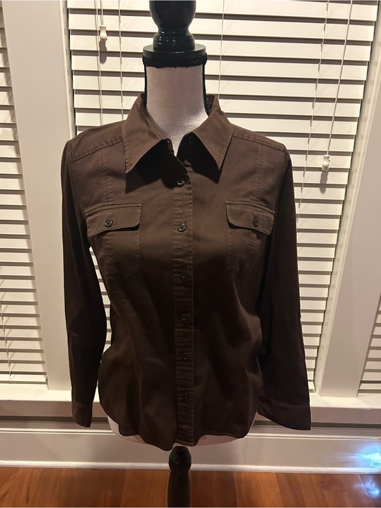 Apt. 9 Tops - Apt. 9 Brown Button-Front Utility Shirt size L